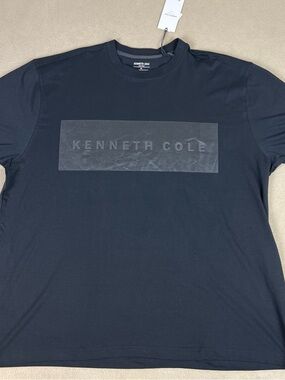 Kenneth Cole New York Big & Tall T-Shirt, Black Box Fall Logo. Men's Sz 3XL